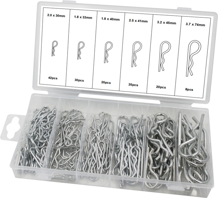 R-clip sortimentsæske 150 dele